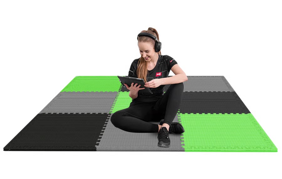 Mata puzzle EVA 1cm czarno/szar