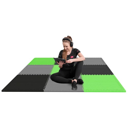 Mata puzzle EVA 1cm czarno/szar