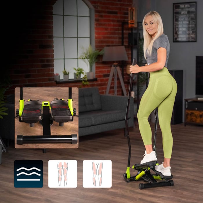 Kompleksowy trening dolnych partii mięśniowych ze stepperem HS-045s Slim limonkowym