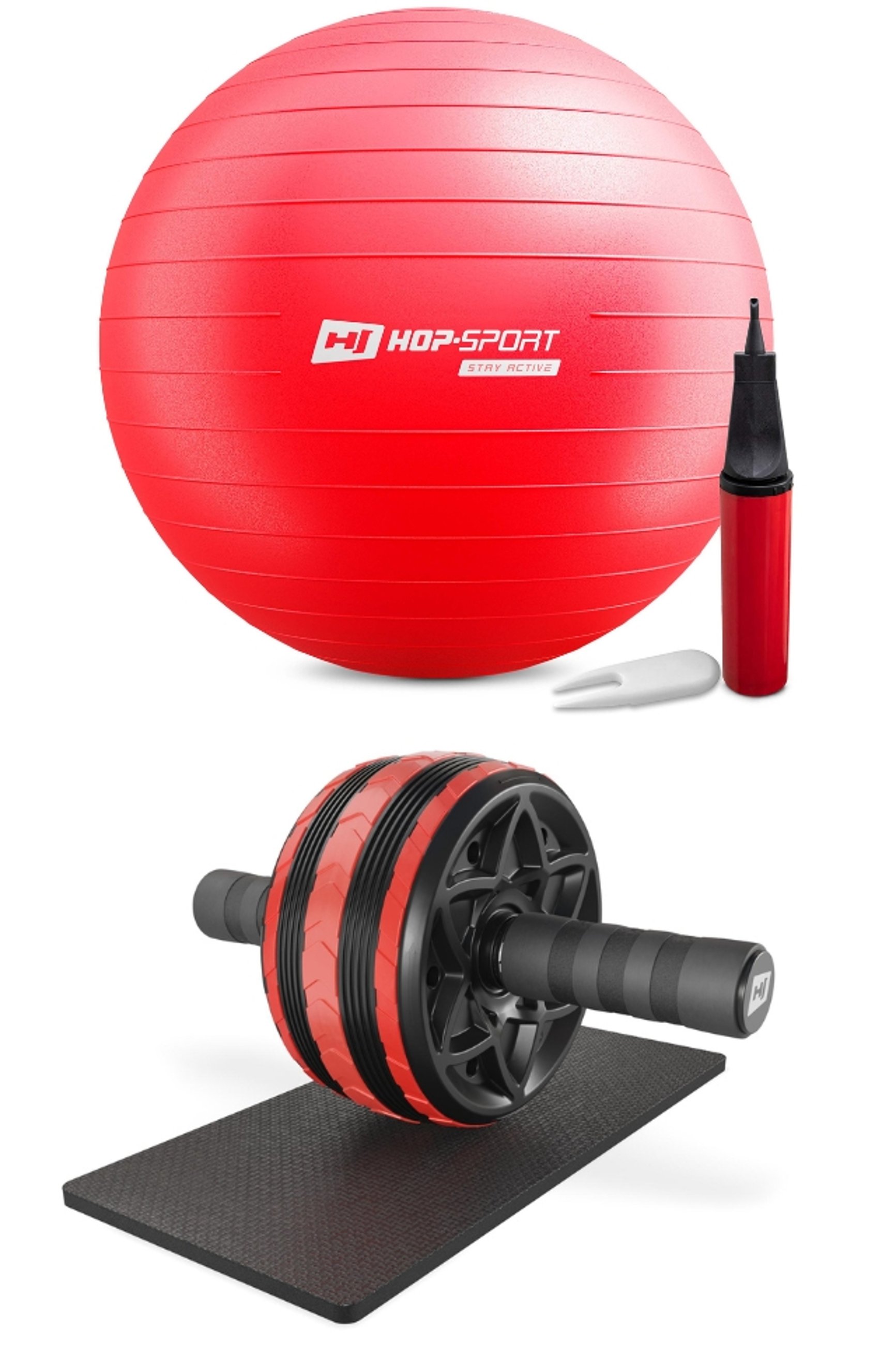 piłka gimnastyczna i kółko do mięśni brzucha marki Hop-Sport