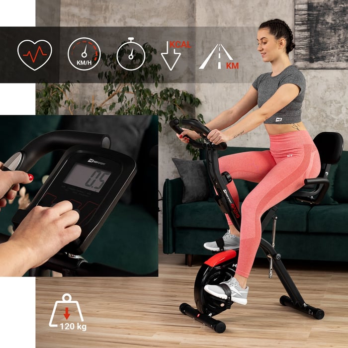 Łatwy w obsłudze, czytelny wyświetlacz LCD w X-bike HS-3030X Apeks