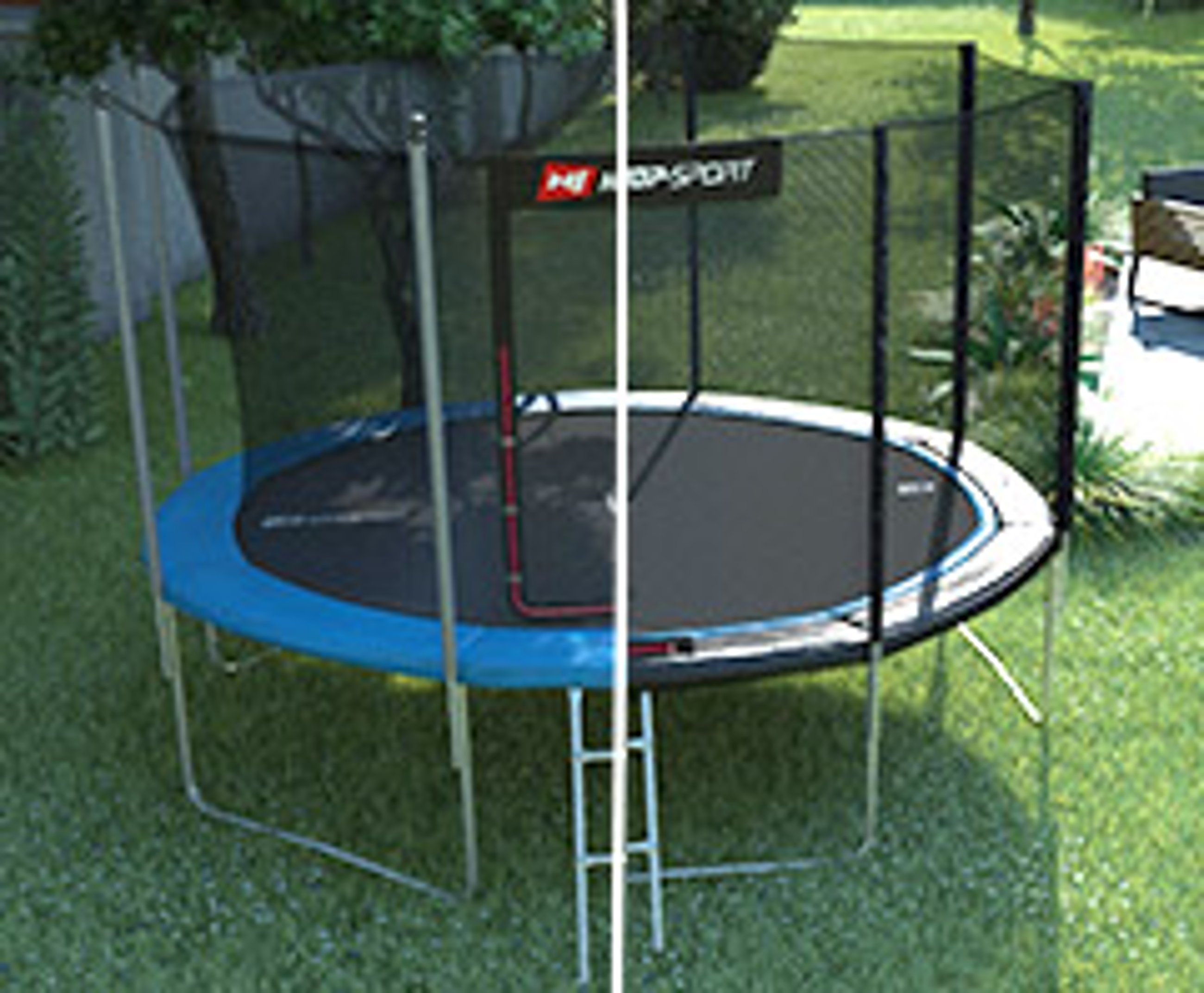 trampolina Hop-Sport w scenerii ogrodowej