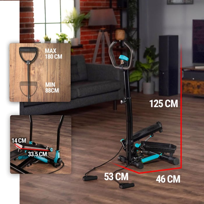 Stepper HS-055S Noble niebieski sprawdzi się nawet w niewielkich mieszkaniach i kawalerkach. Po skończonym treningu możesz postawić sprzęt za szafą lub odkręcić kolumnę i wsunąć go pod łóżko
