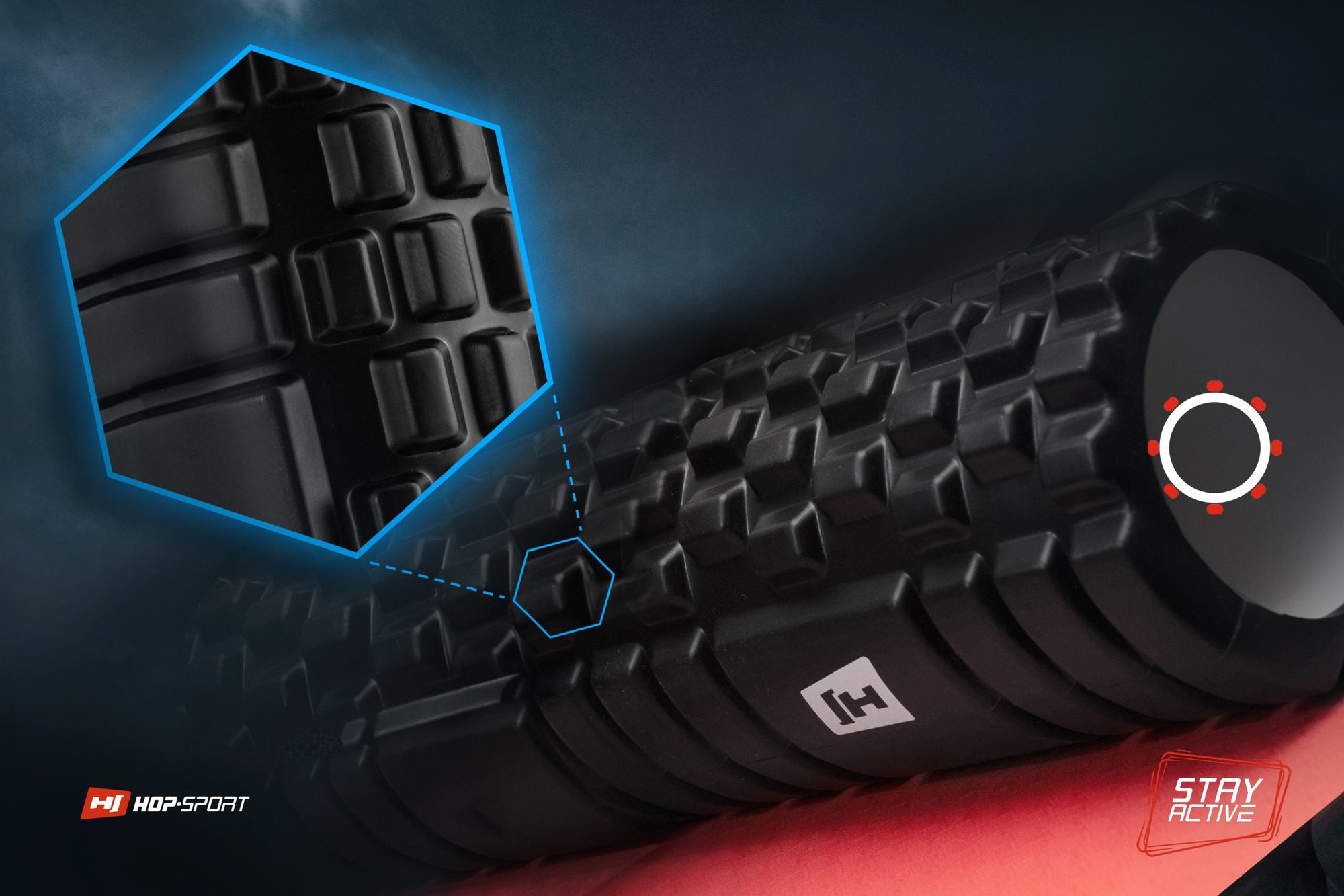 Powierzchnia wałka z wypustkami w kolorze czarnym