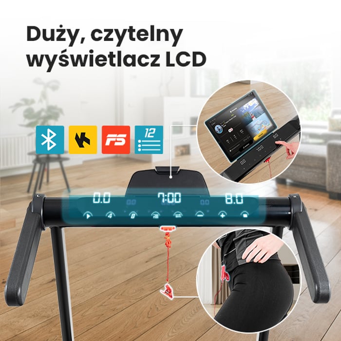 Bieżnia treningowa HS-900LB Clip wyposażona w panel sterujący z wyświetlaczem