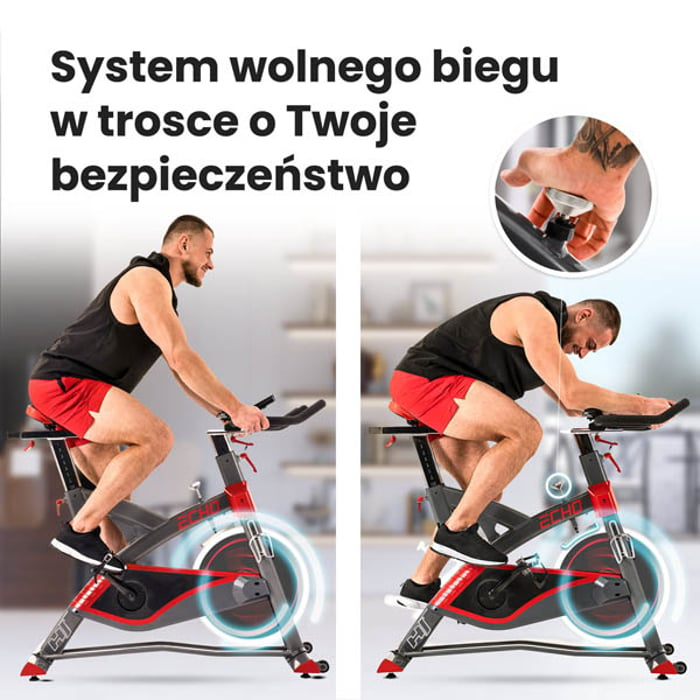 Rower spinningowy HS-055IC Echo wyposażony w system wolnego biegu