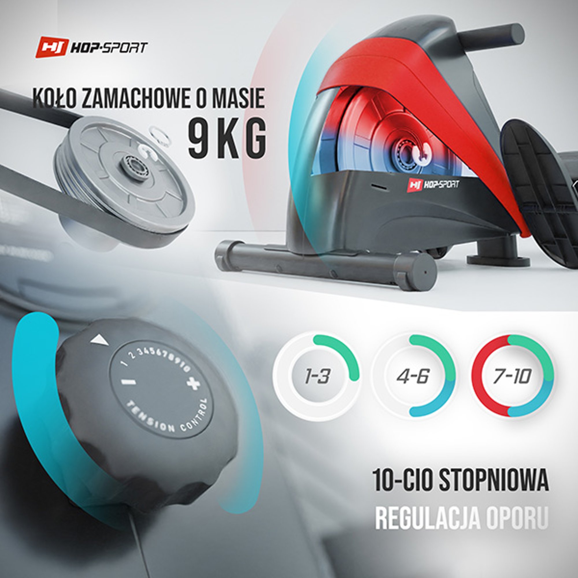 Wioślarz treningowy HS-030R Boost wyposażony w magnetyczny system oporu 