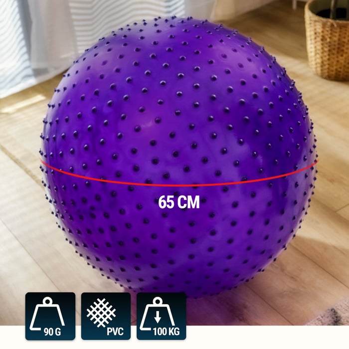fioletowa piłka z wypustkami o średnicy 65cm marki Hop-Sport