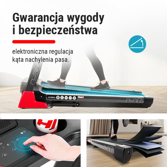 Bieżnia treningowa HS-3200LB Estima wyposażona w szeroki i wielowarstwowy pas biegowy