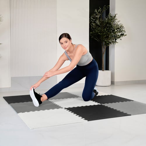 Mata puzzle EVA 1cm czarno/biał