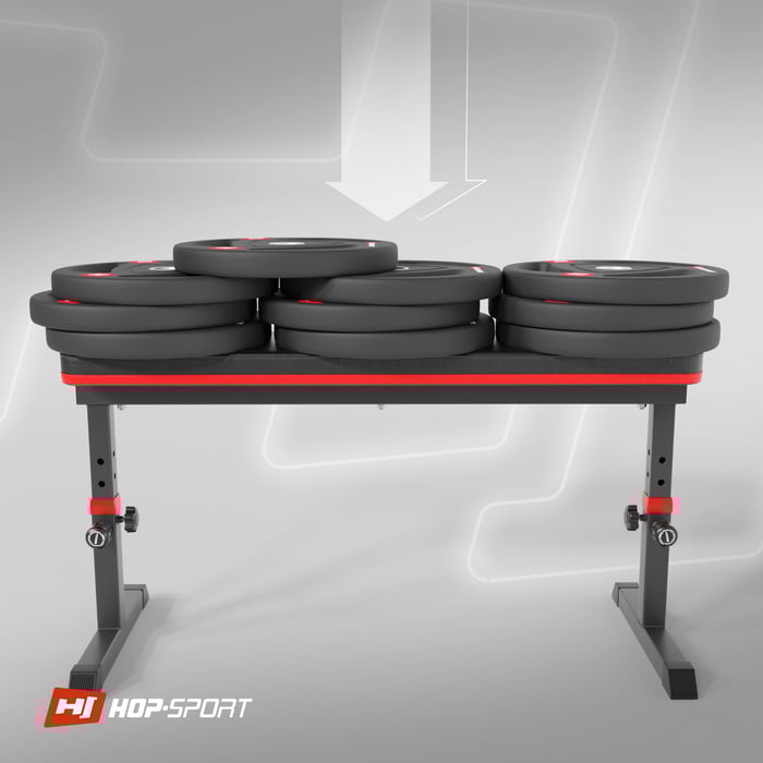 Wytrzymała konstrukcja ławki prostej marki Hop-sport
