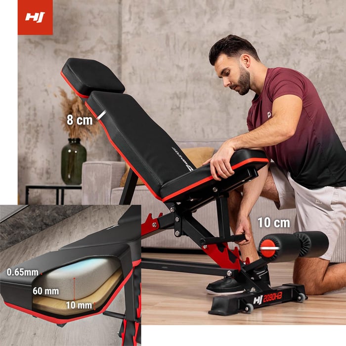 Gruba tapicerka oraz jej przekrój w ławce 2090HB marki Hop-Sport