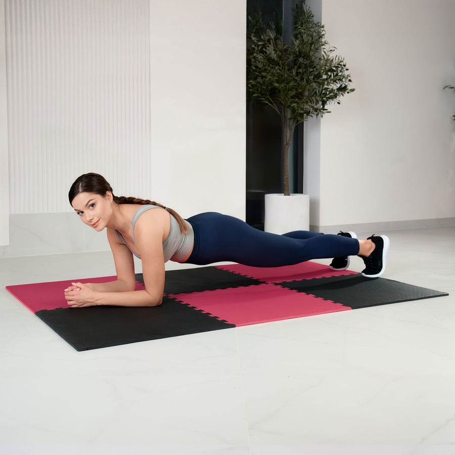 Mata puzzle EVA 1cm czarno/czer