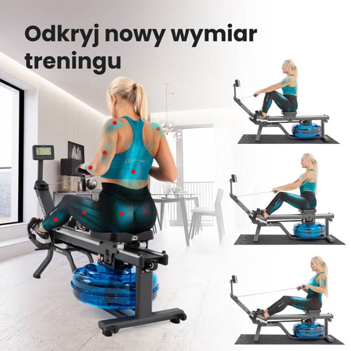 wioślarz treningowy HS-160WR Hydro z wodnym systemem oporu