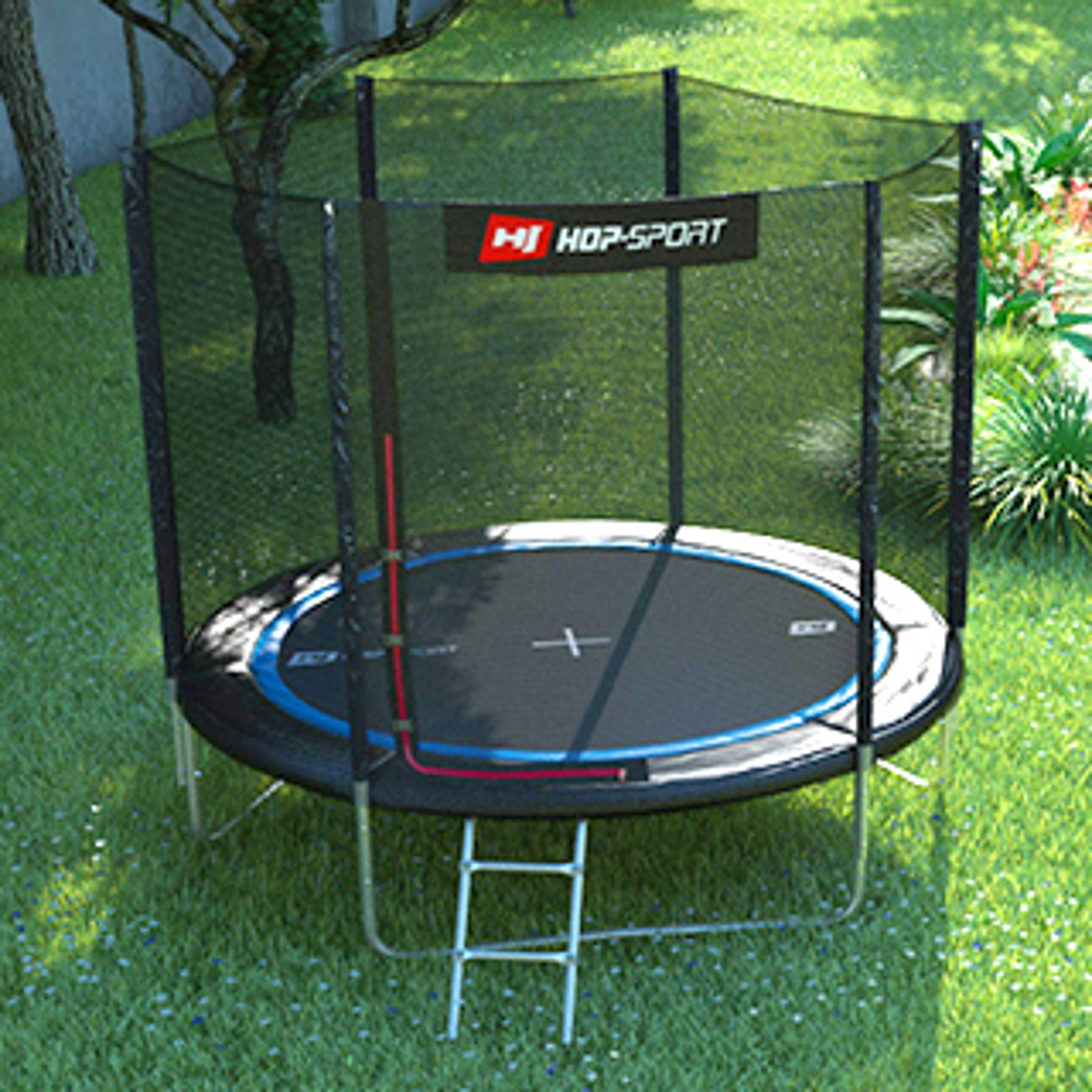 trampolina ogrodowa z siatką zewnętrzną marki Hop-Sport