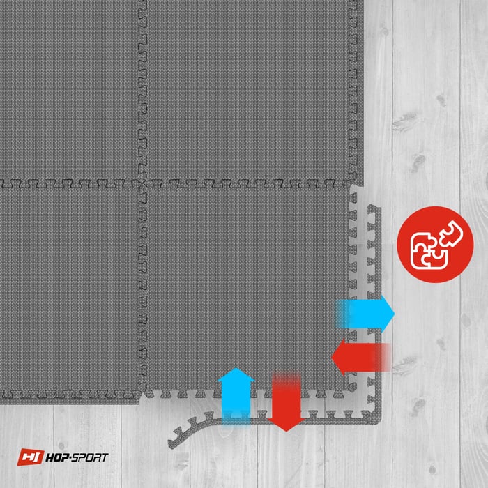 Łączenie mat puzzle Hop-sport w kolorze szarym