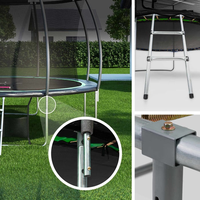 Konstrukcja trampoliny ogrodowej dyni marki Hop-sport w kolorze czarno-zielonym