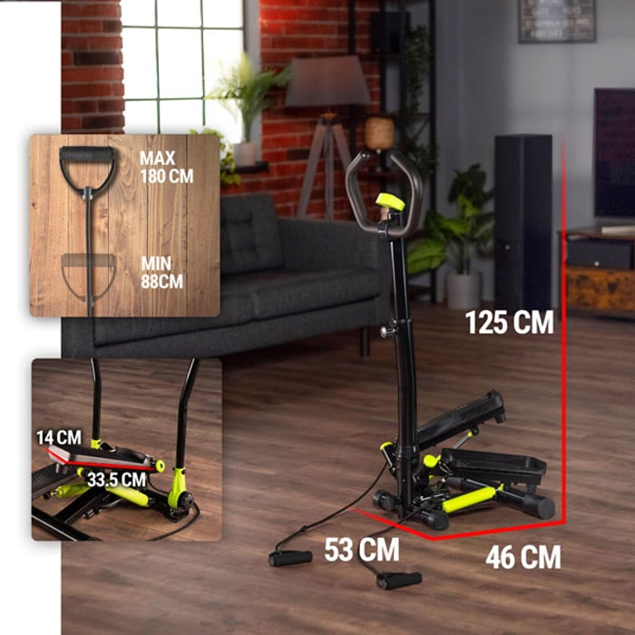 Stepper HS-055S Noble limonka sprawdzi się nawet w niewielkich mieszkaniach i kawalerkach. Po skończonym treningu możesz postawić sprzęt za szafą lub odkręcić kolumnę i wsunąć go pod łóżko