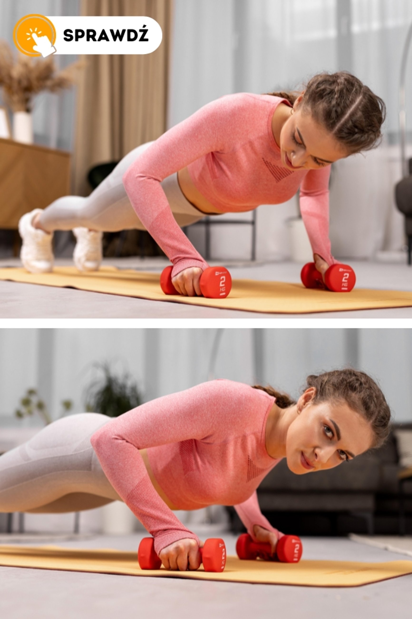 modelka ćwicząca z hantlami fitness marki Hop-Sport