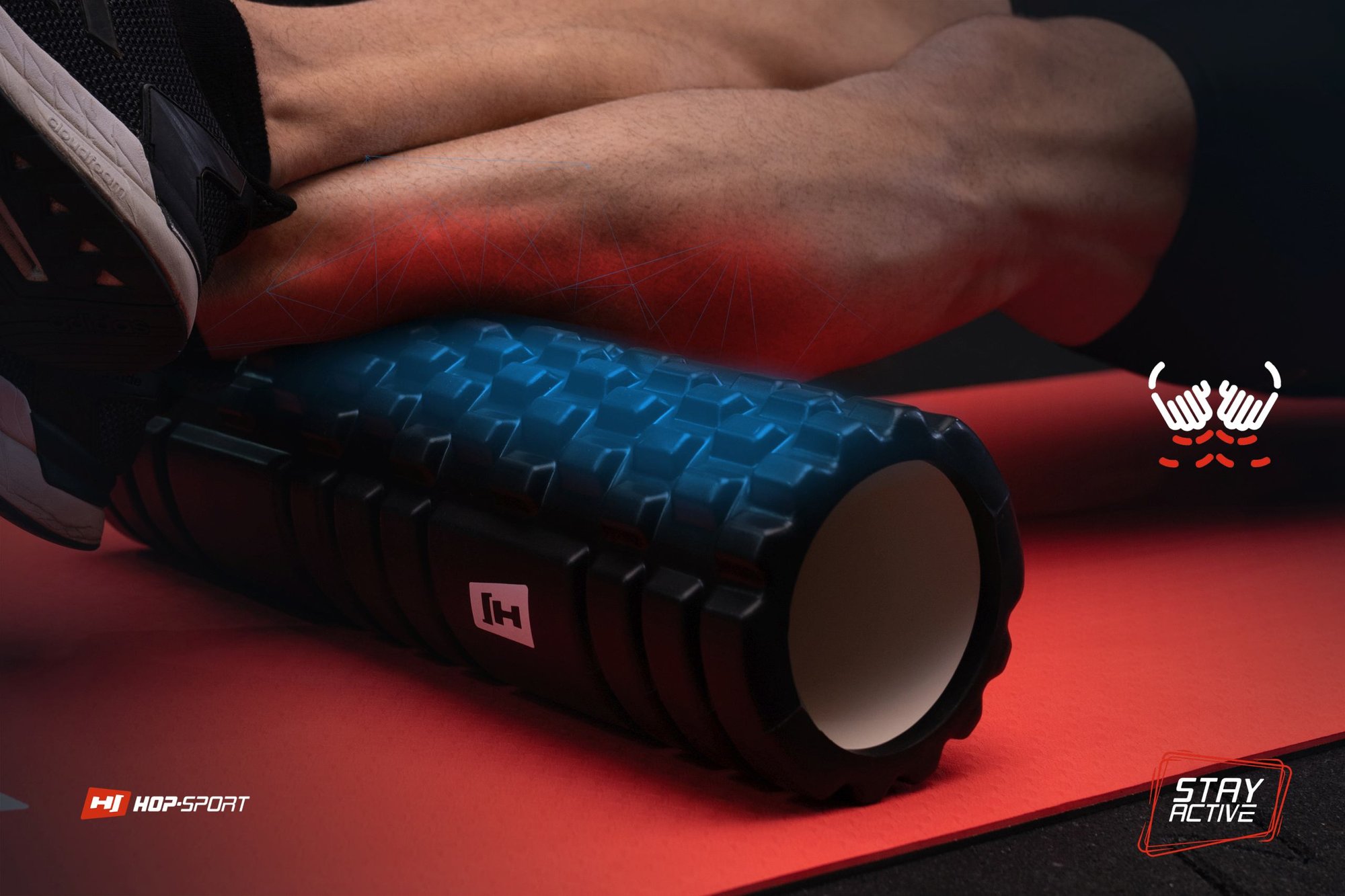 Aktywne wypustki w wałku do masażu w kolorze czarnym