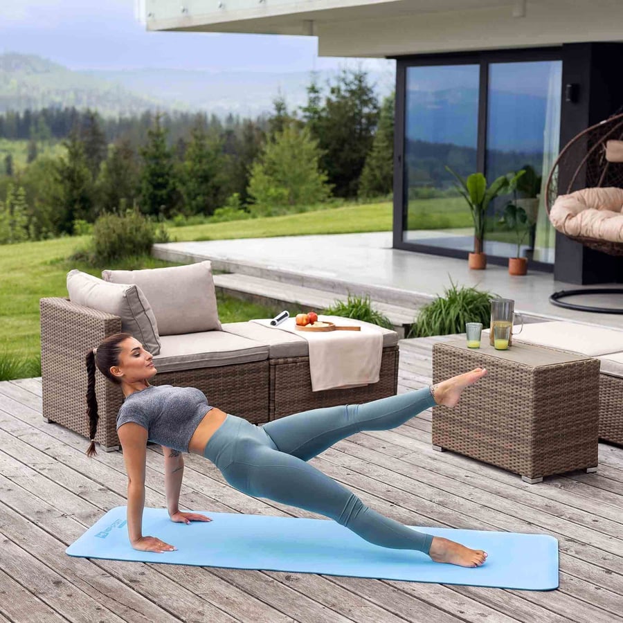 Mata fitness TPE 0,6 cm niebies