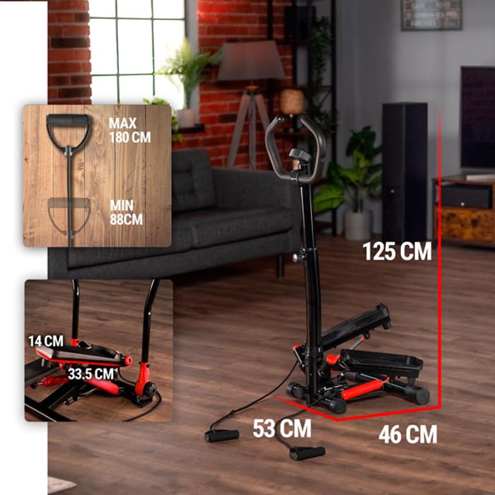 Stepper HS-055S Noble czerwony sprawdzi się nawet w niewielkich mieszkaniach i kawalerkach. Po skończonym treningu możesz postawić sprzęt za szafą lub odkręcić kolumnę i wsunąć go pod łóżko