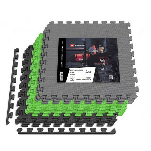Mata puzzle EVA 1cm czarno/szar