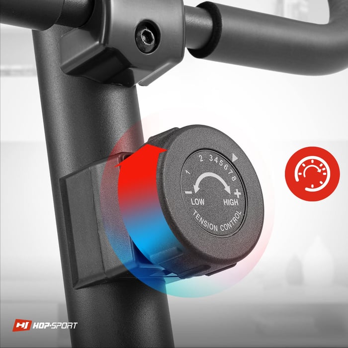 Rower magnetyczny HS-015H Vox czerwony wyposażony w manualną regulacją oporu