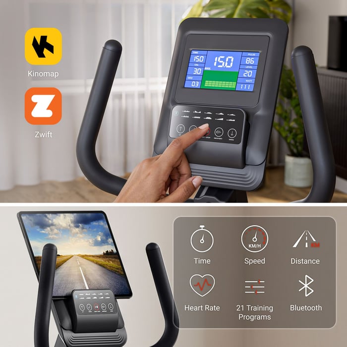 Rower Arkil posiada inteligentny komputer treningowy wyposażony w Bluetooth