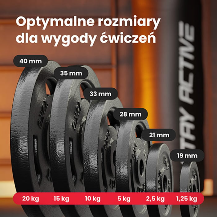 obciążenia żeliwne hop-sport 1,25kg, 2,5kg, 5kg, 10kg, 15kg, 20kg