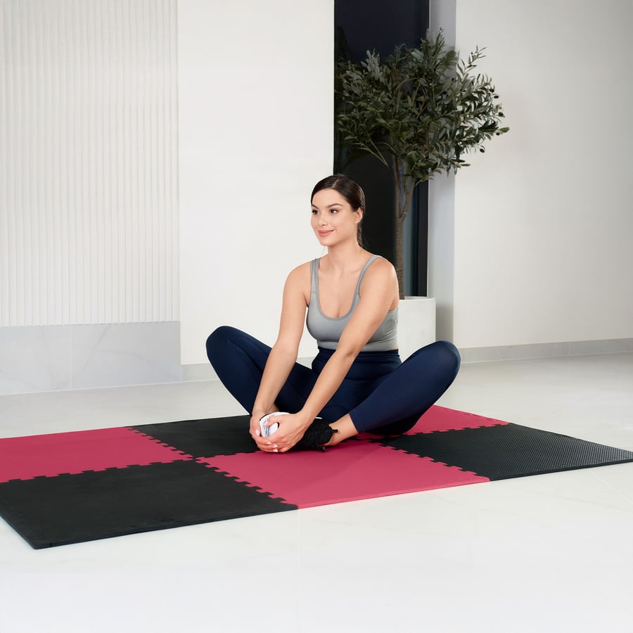 Mata puzzle EVA 1cm czarno/czer