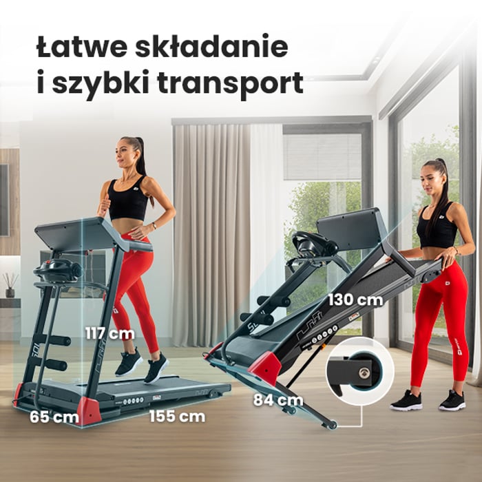 Bieżnia treningowa HS-1200LB Soul wyposażona w szybki system składania i transportu