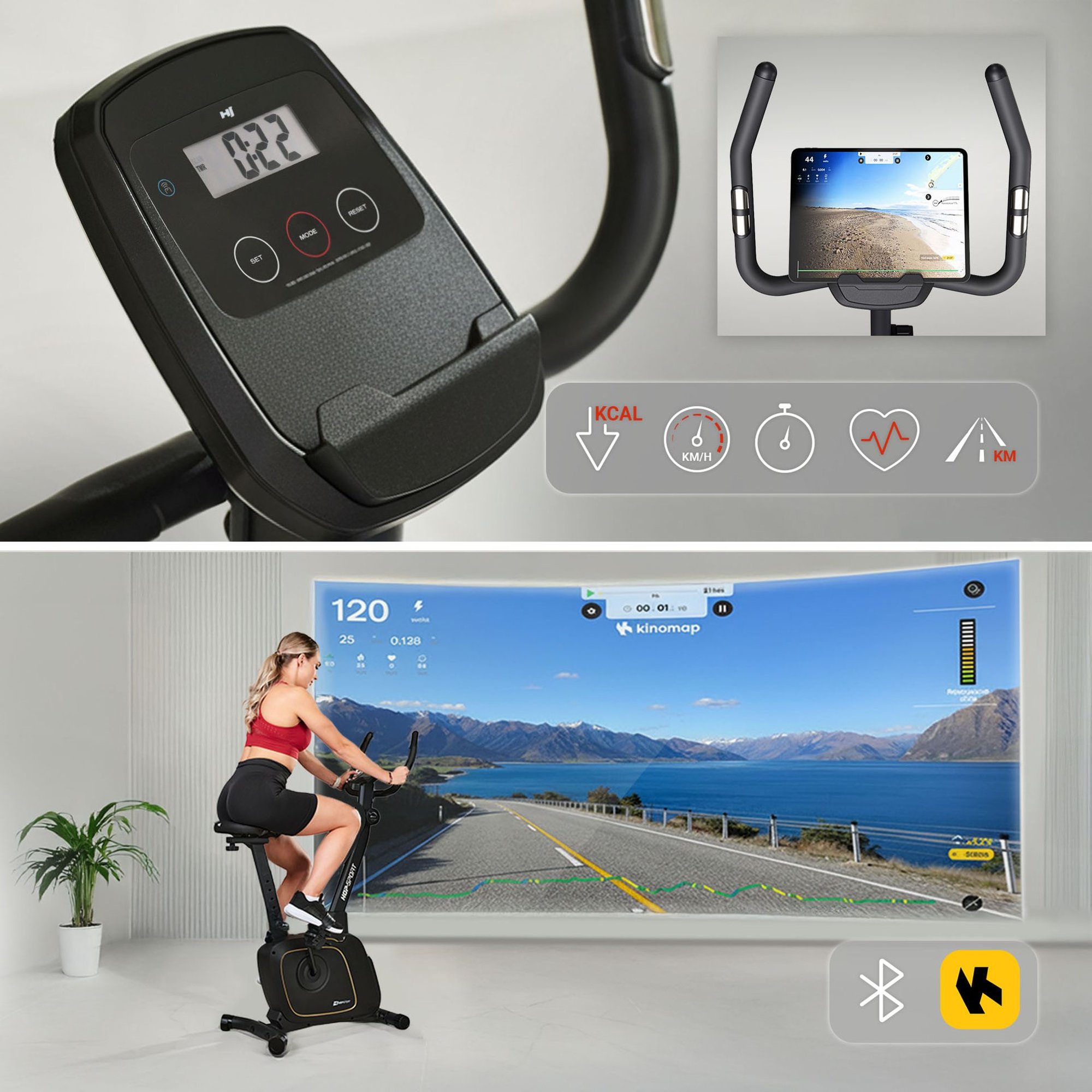 Komputer treningowy z funkcją Bluetooth i aplikacją Kinomap