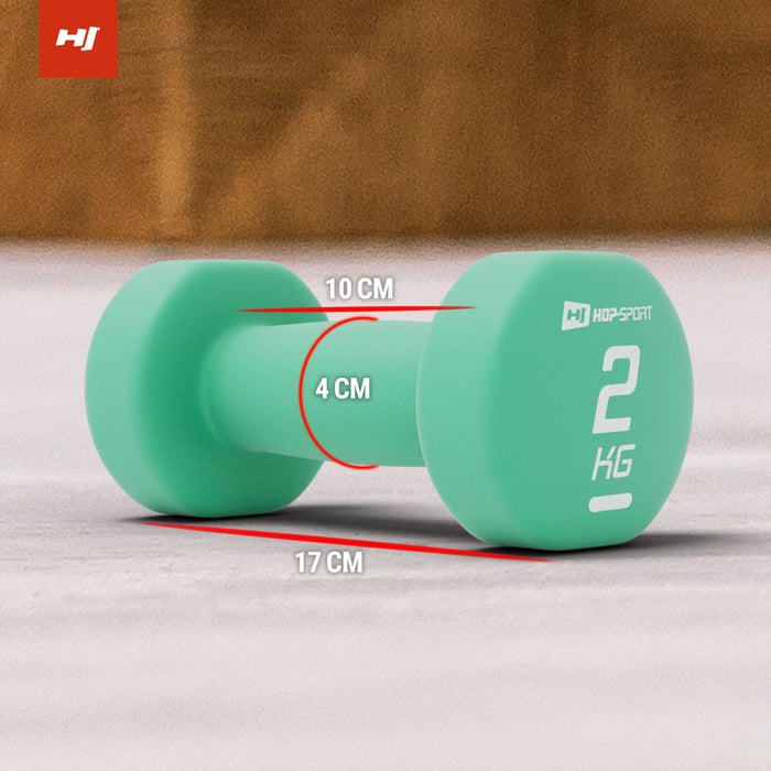 Wymiary żeliwnych hantelek 2x2kg Hop-Sport