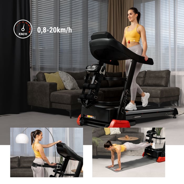 Bieżnia Ultima Hop-Sport posiada silnik DC o mocy 4 HP, co pozwala na bieg od 0,8-20 km/h