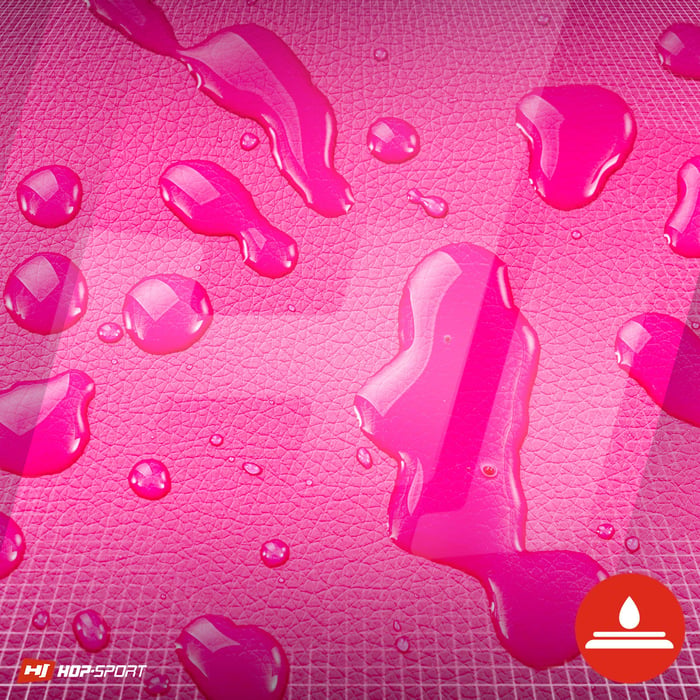 Zbliżenie na wodoodporną powłokę materaca gimnastycznego Hop-Sport w kolorze różowym