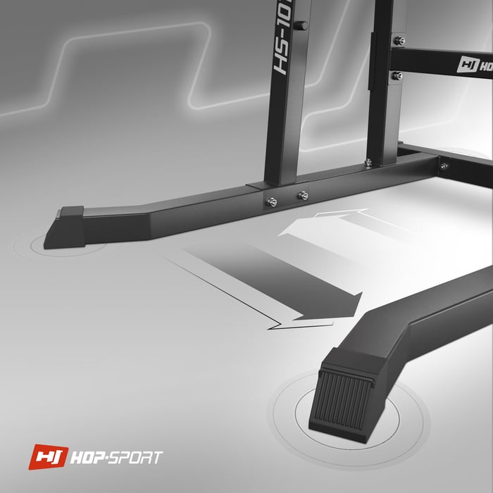 Zbliżenie na stabilną podstawę w poręczach treningowych HS-1018K marki Hop-Sport