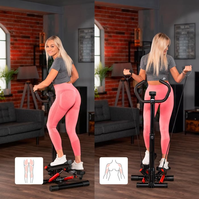 Trening całego ciała ze stepperem skrętnym z kolumną HS-055S Noble czerwonym
