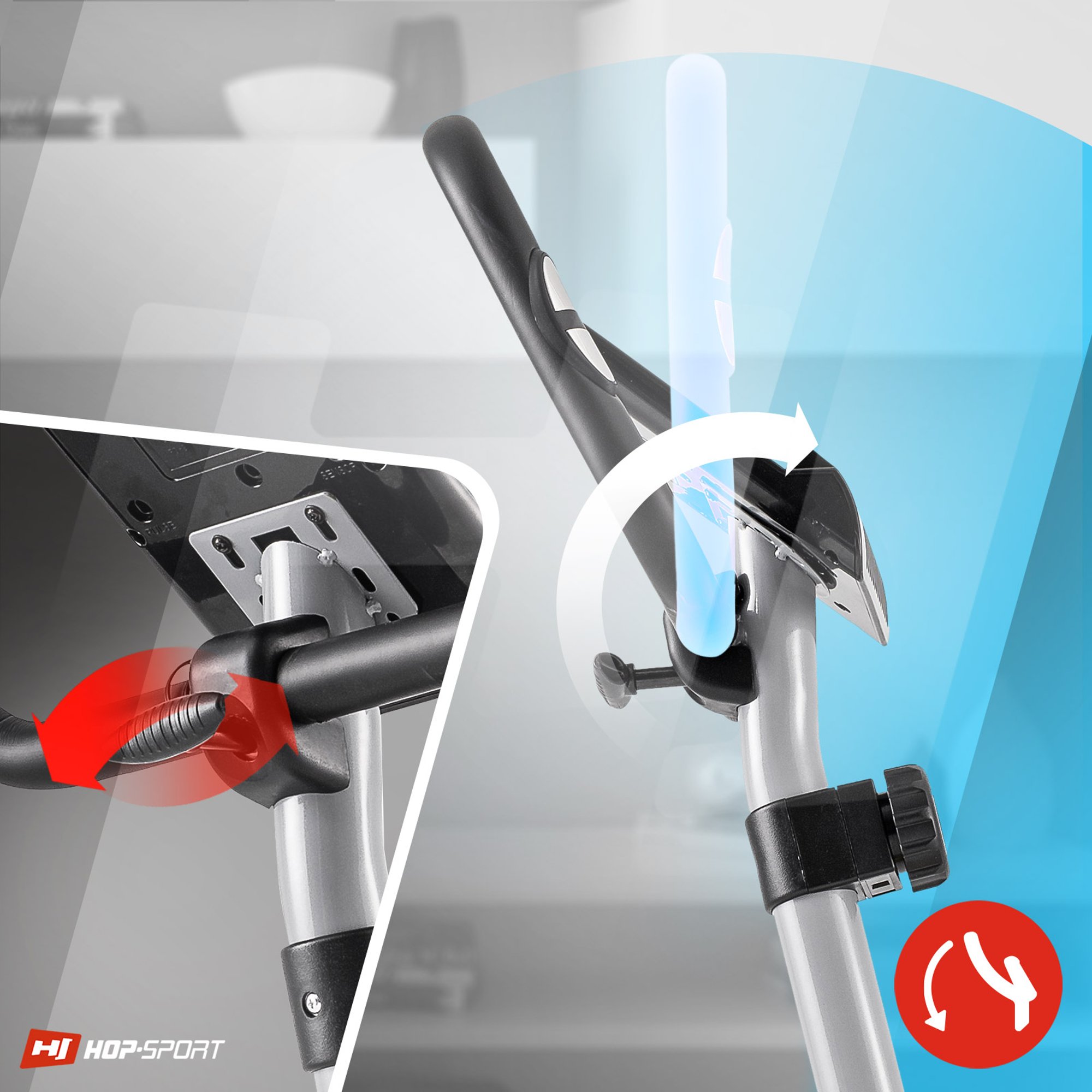 Rower magnetyczny HS-2050H Sonic srebrny wyposażony w regulację kierownicy