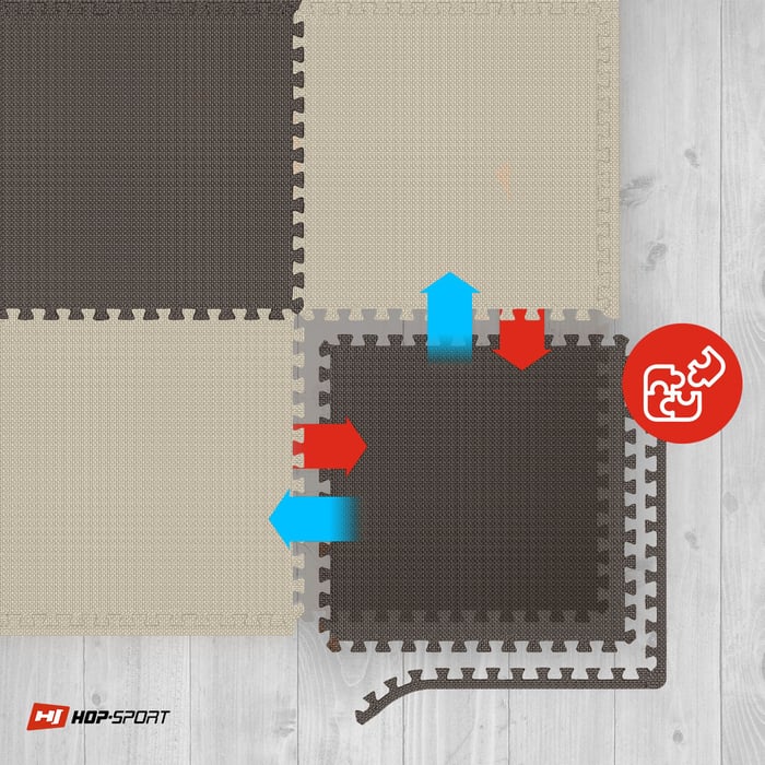 Łączenie mat puzzle Hop-sport w kolorze brązowo-beżowym