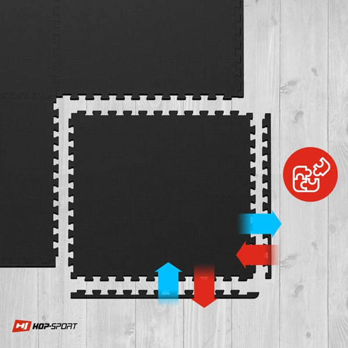 Łączenie mat puzzle Hop-sport w kolorze czarnym 1 cm 12 sztuk 