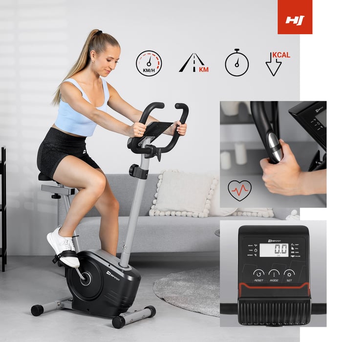 Rower magnetyczny HS-2050H Sonic srebrny wyposażony w komputer treningowy