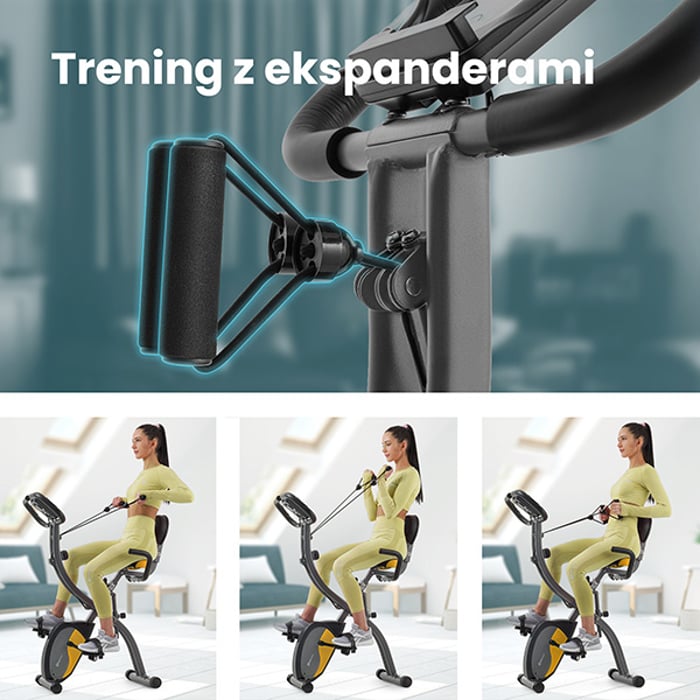 Rower składany X-Bike HS-3010x Grix szary wyposażony w ekspandery do treningu cardio