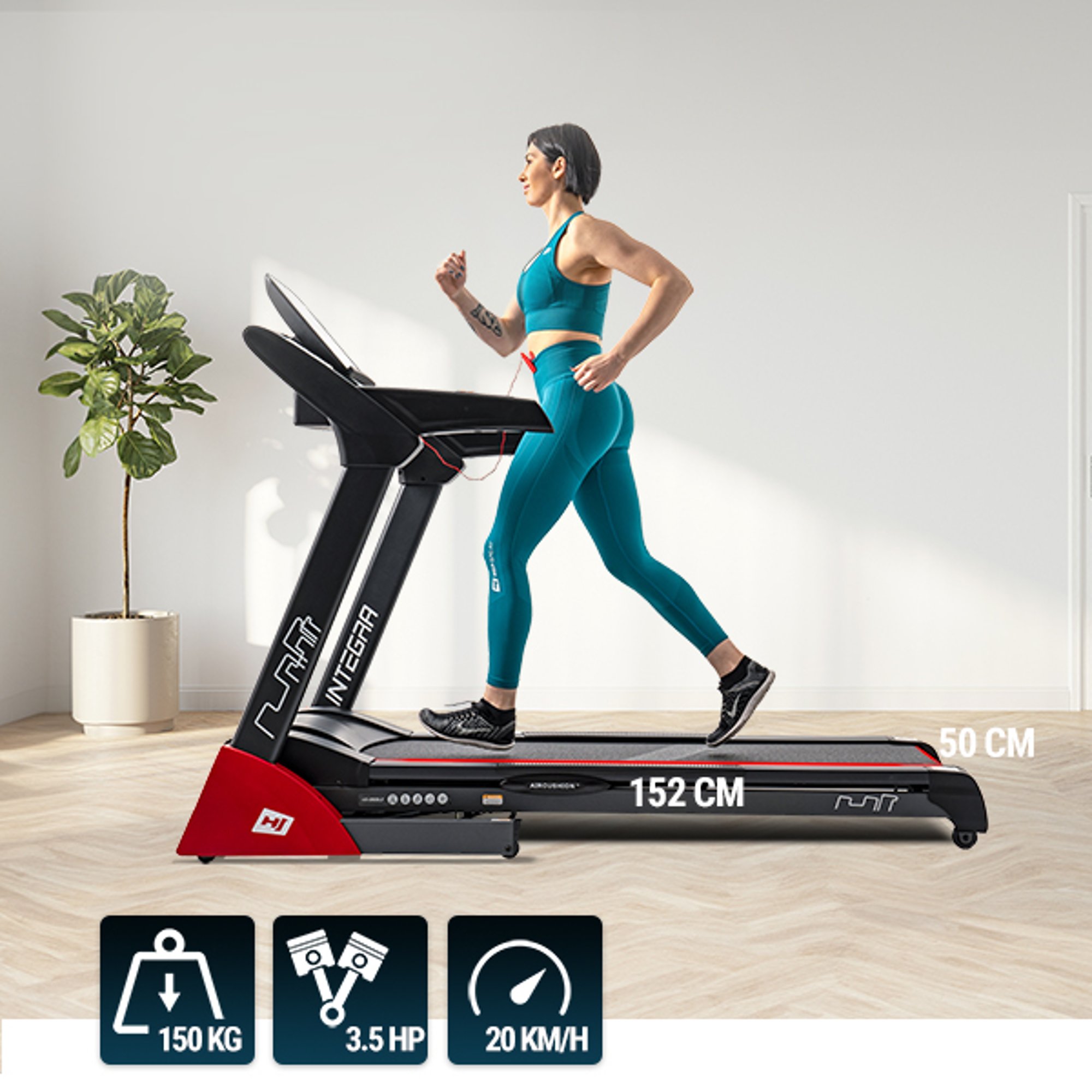 Bieżnia Integra posiada silnik DC o mocy 3.5 HP