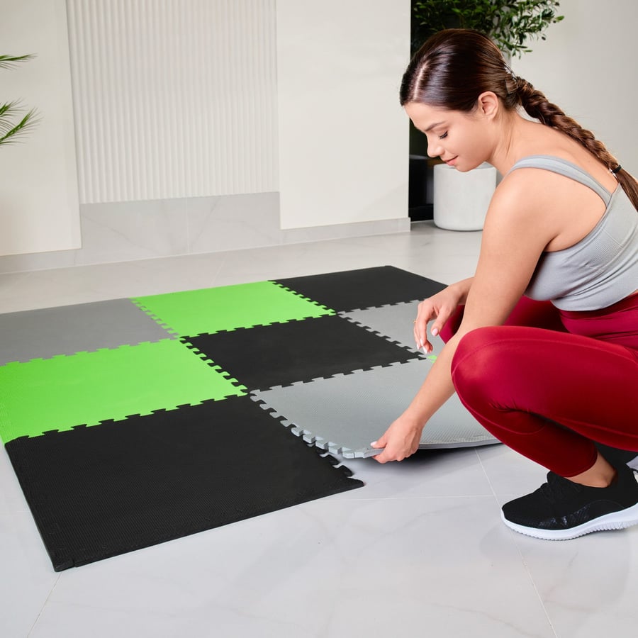 Mata puzzle EVA 1cm czarno/szar