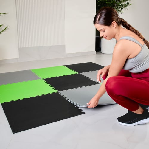 Mata puzzle EVA 1cm czarno/szar