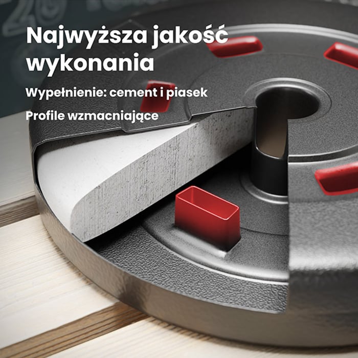 Przekrój obciążenia bitumicznego Hop-sport. Przedstawine wypełnienie: cement i piasek