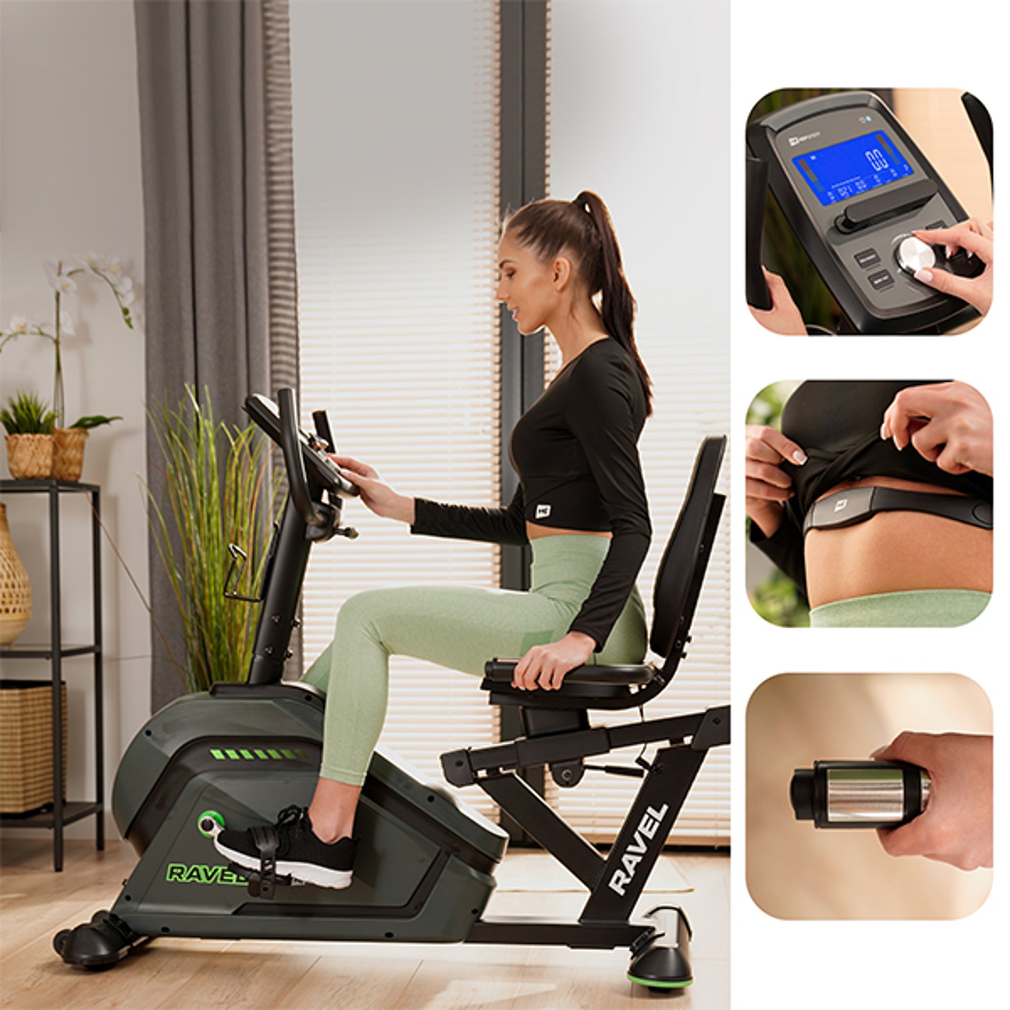 Rower leżący elektryczno-magnetyczny HS-120L Ravel z licznymi regulacjami