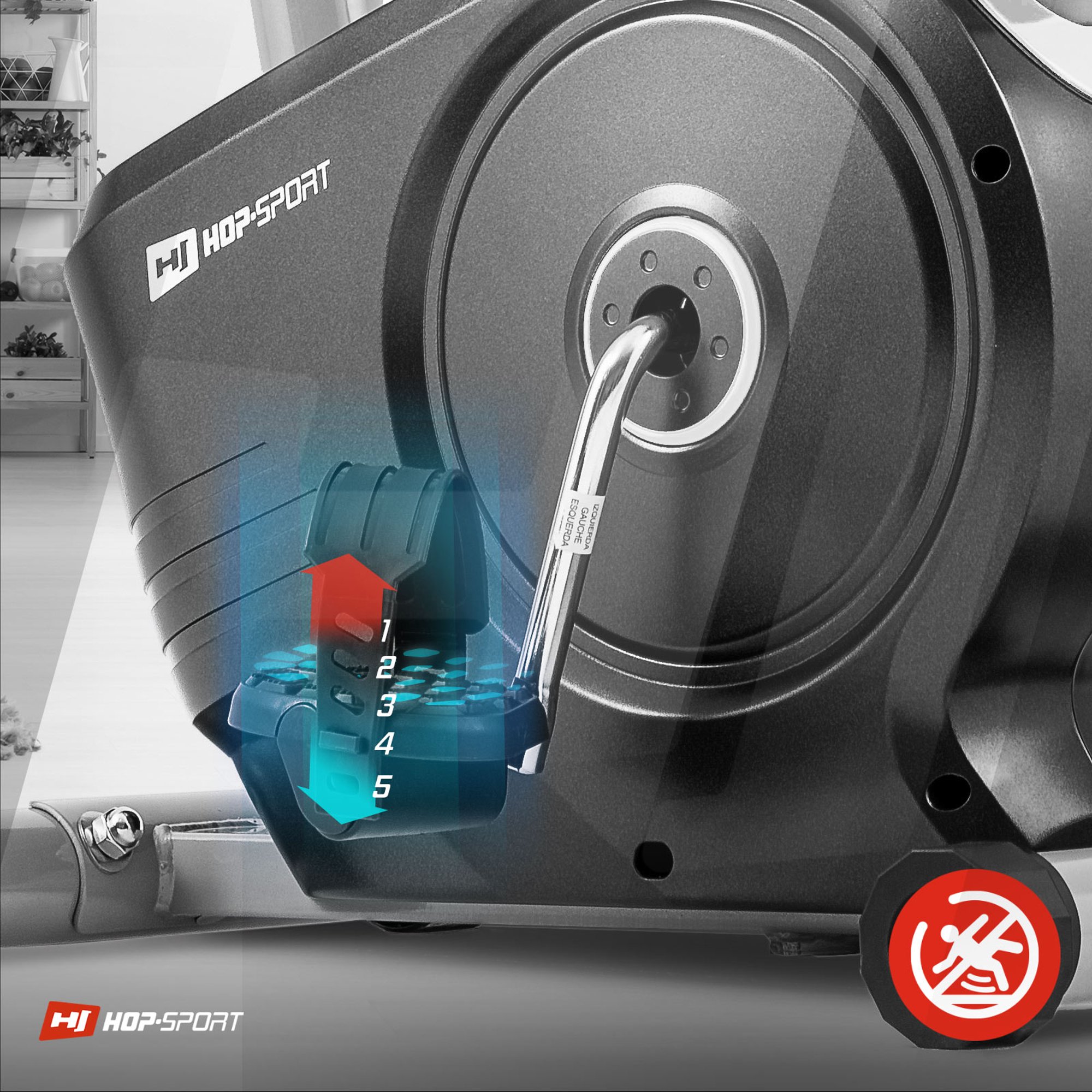 Rower magnetyczny HS-2050H Sonic srebrny wyposażony w pedały z paskami