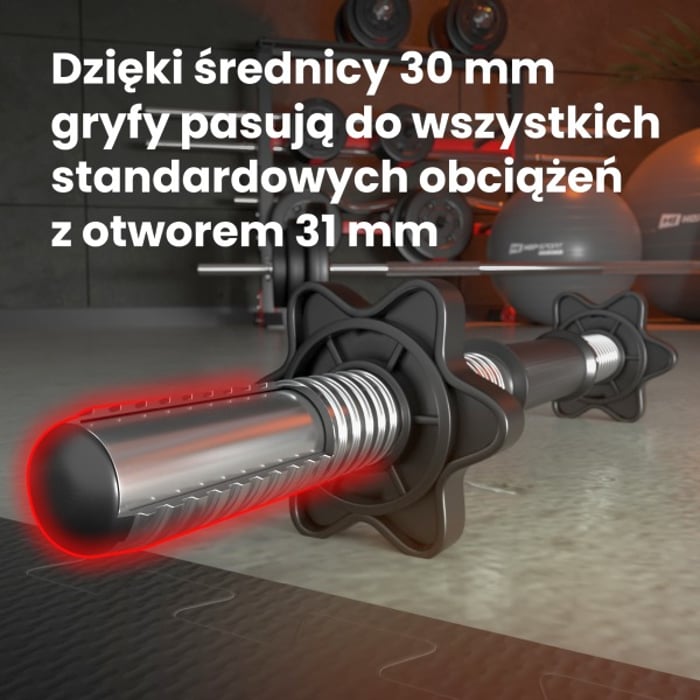 Przekrój krótkiego gryfu do hantli marki Hop-sport o średnicy 30 mm